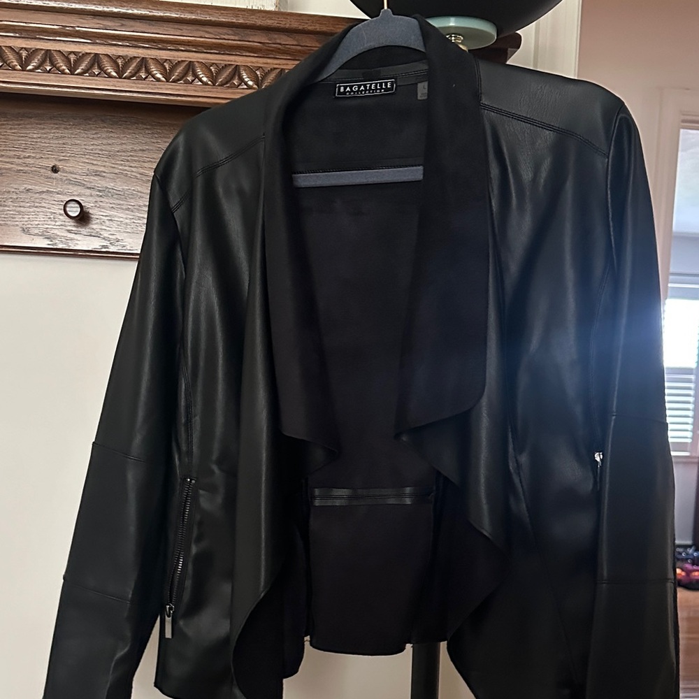 Faux Black Leather and suede  Jacket by Bagatelle Large